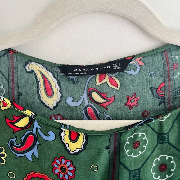 ZARA Green Paisley Fringe Tunic Dress Size Small - Picture 3 of 6